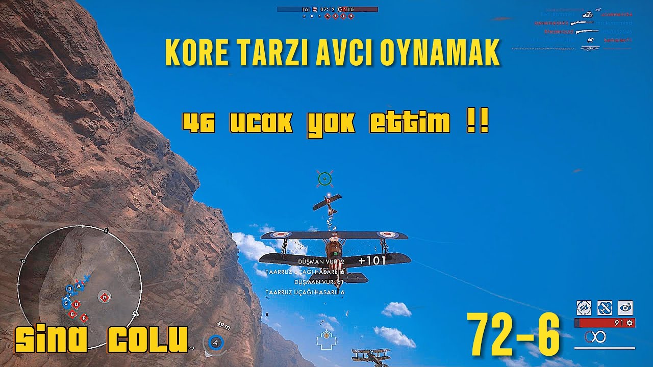 Kore tarzı avcı uçağı 46 uçak yok ettim BATTLEFİELD 1 SİNA ÇÖLÜ
