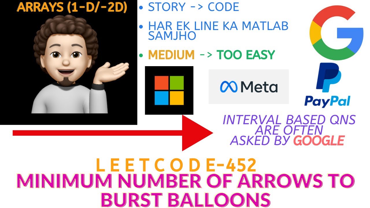 Minimum Number of Arrows to Burst Balloons | Leetcode 452 | Google | codestorywithMIK