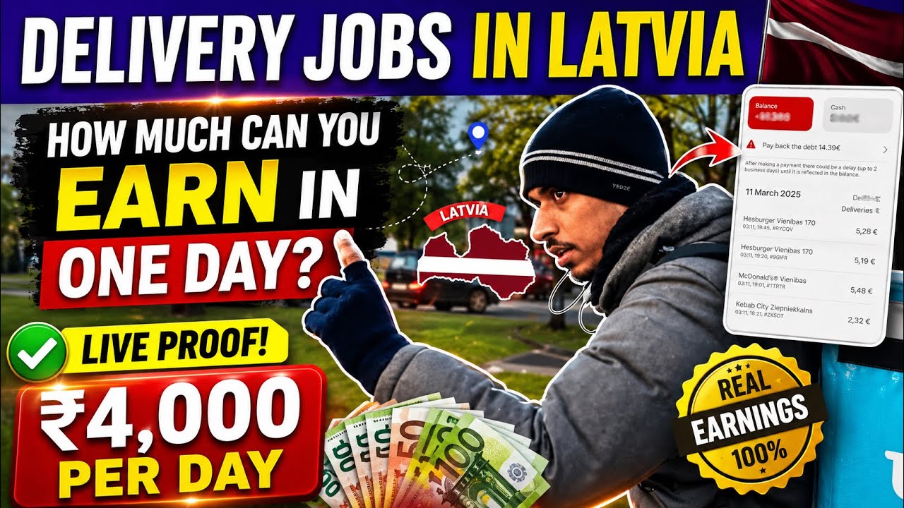 FOOD DELIVERY JOBS EARNING IN EUROPE LATVIA || DELIVERY JOBS IN EUROPE LATVIA #latviastudentvisa