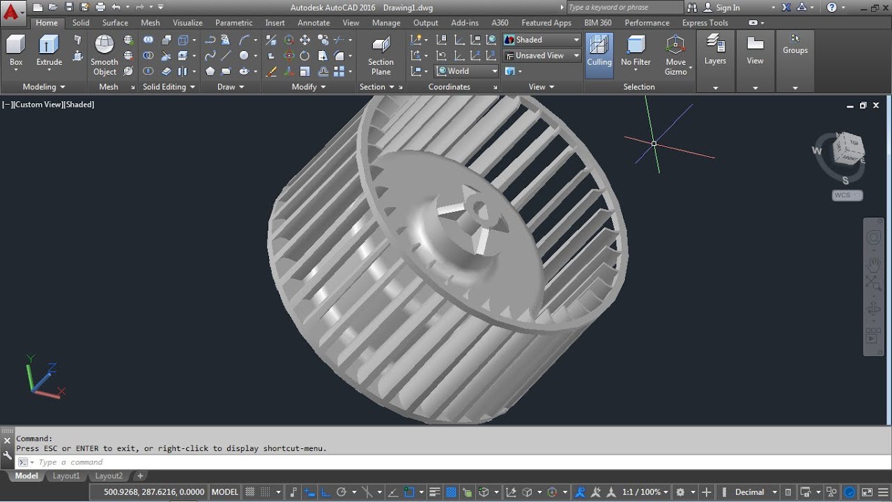 AutoCAD 3D, exhaust fan, how to draw wheel exhaust fan, autoCAD