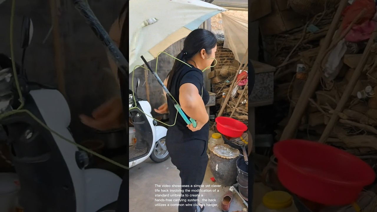 Ingenious Umbrella Hack: Hands-Free Umbrella Using a Clothes Hanger!