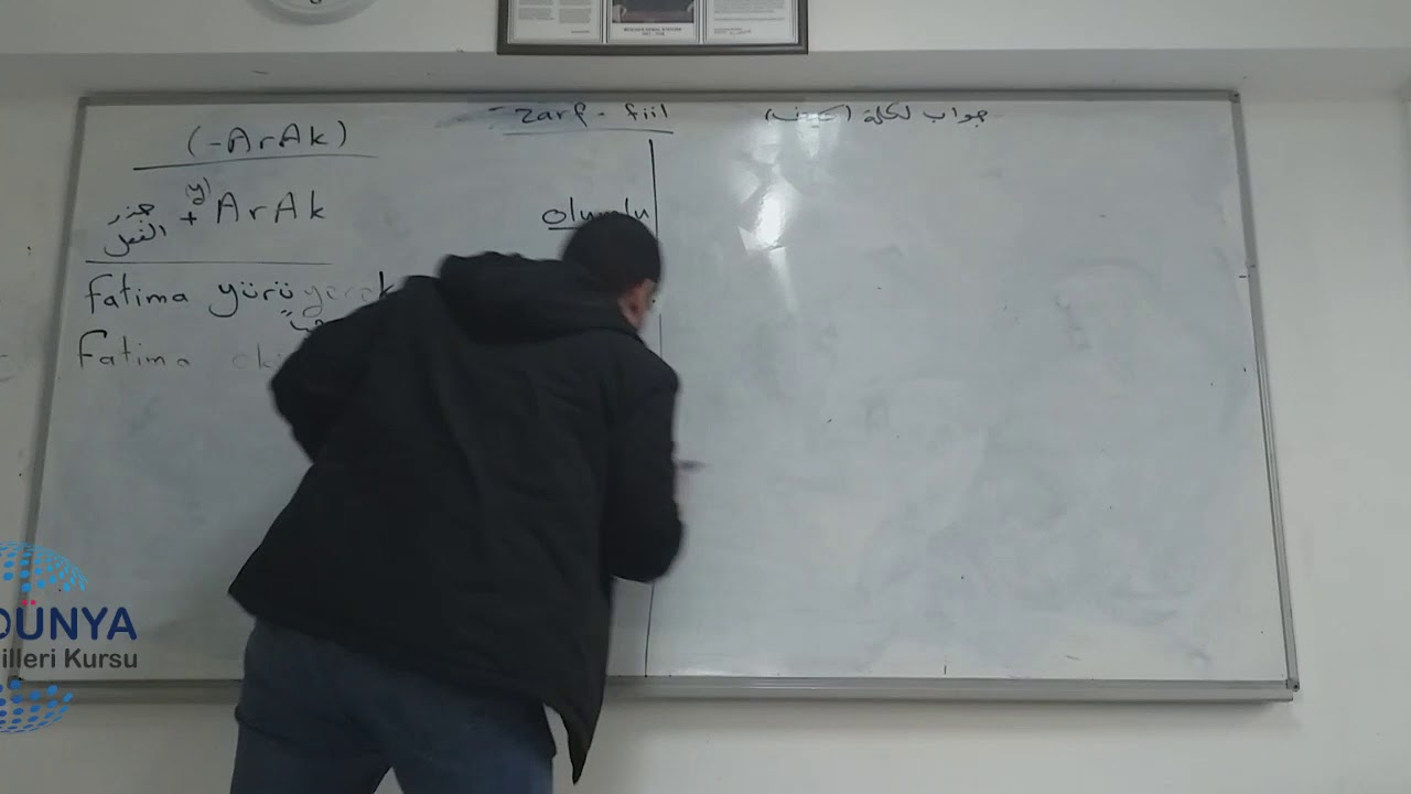 شرح قاعدة (Zarf-fiil, -A, -ArAk) جواب الكيفية في اللغة التركية.