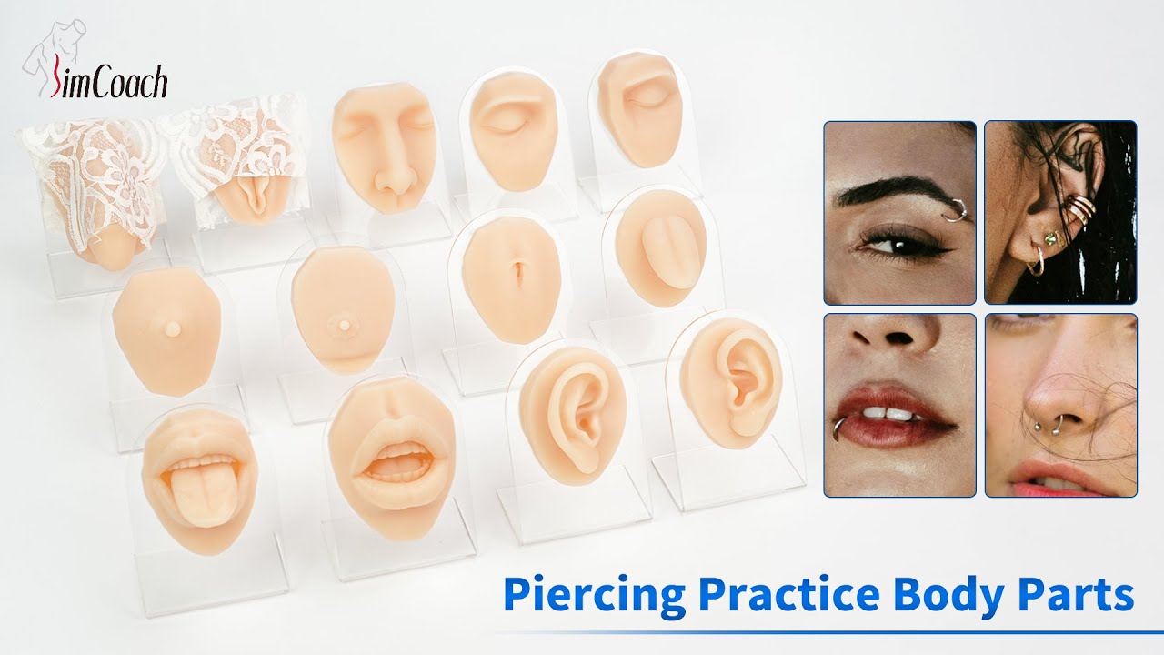 SimCoach Silicone Piercing Body Parts for Practice & Jewelry Display