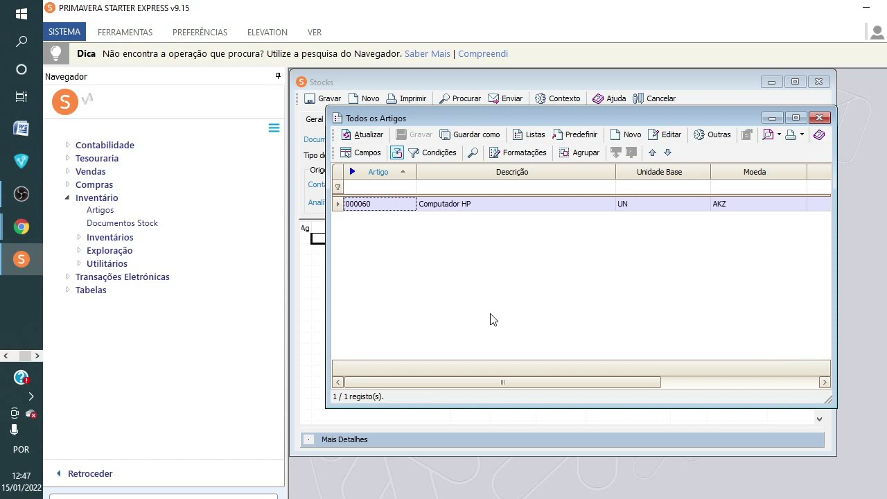 COMO FAZER ENTRADA DE STOCK NO SOFTWARE PRIMAVERA ERP