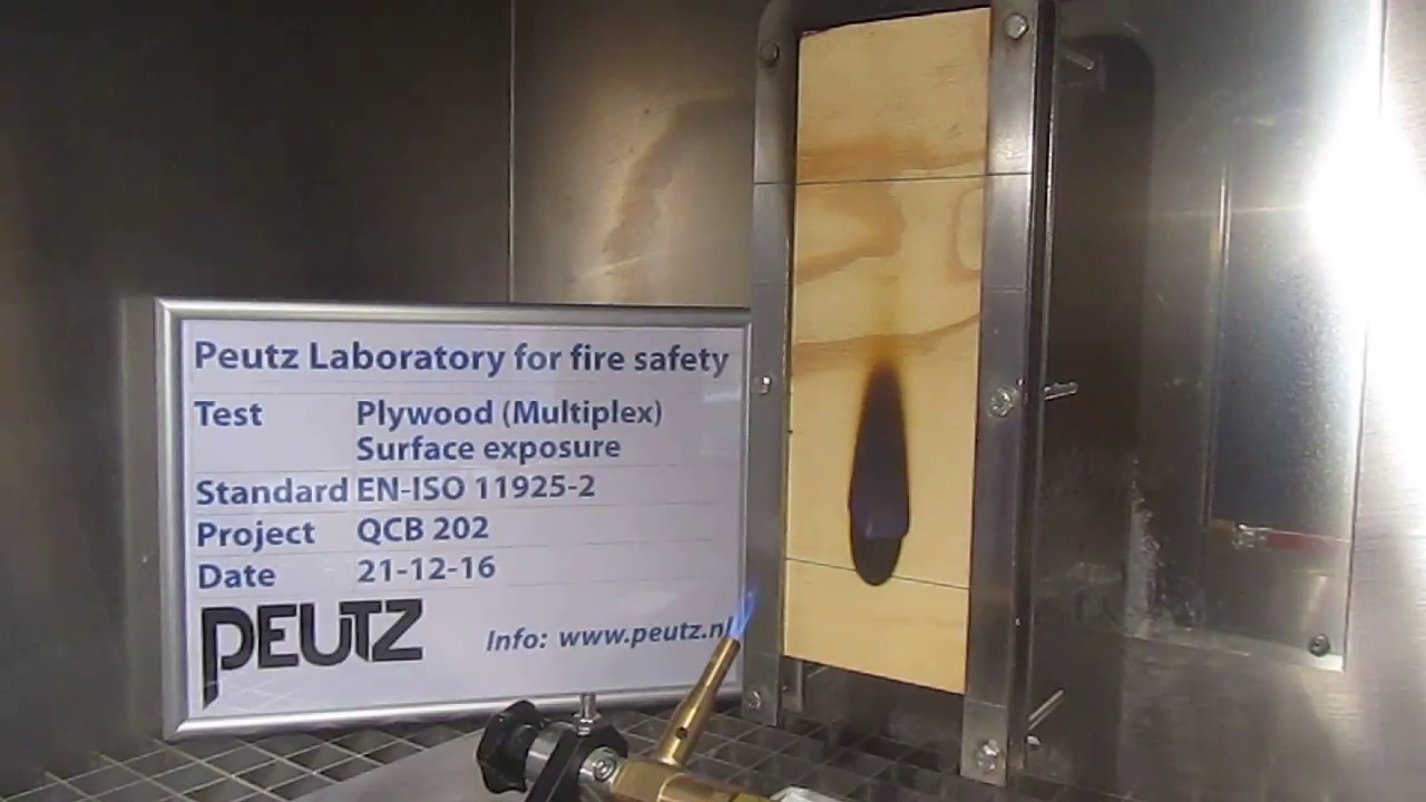 Fire laboratory Peutz small flame test, surface exposure