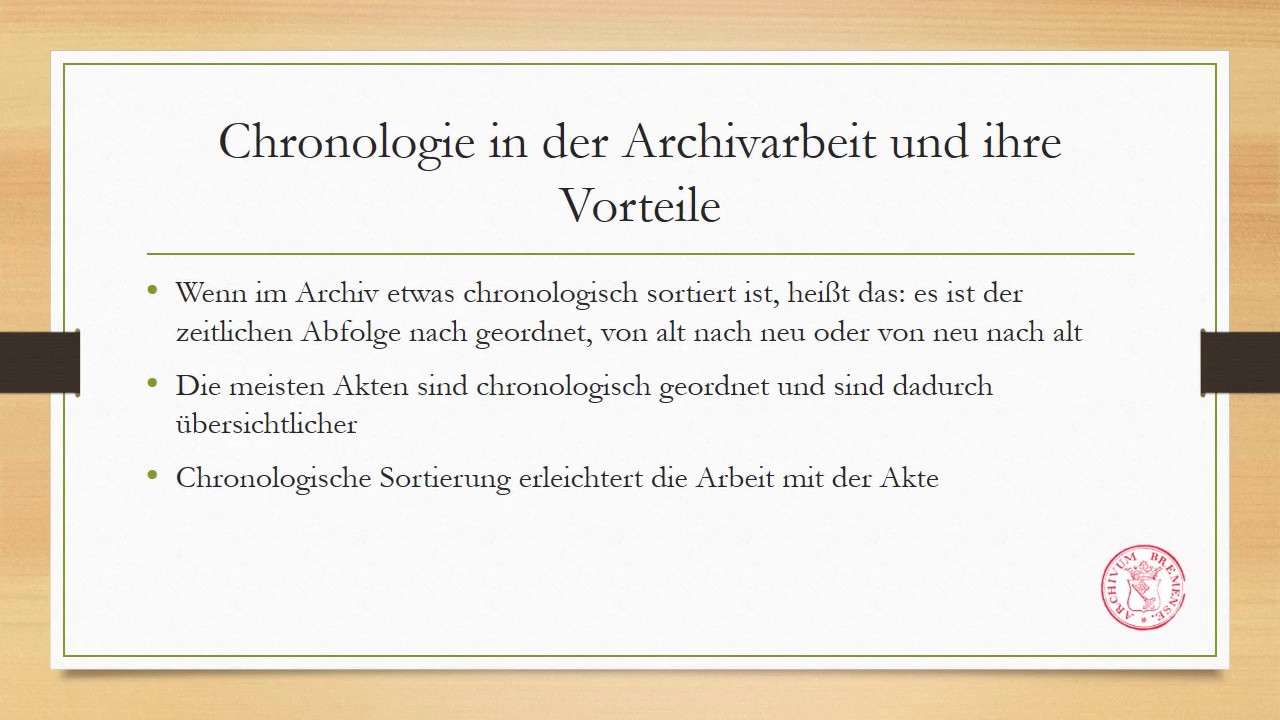 C wie Chronologie | Archivterminologie | Staatsarchiv Bremen