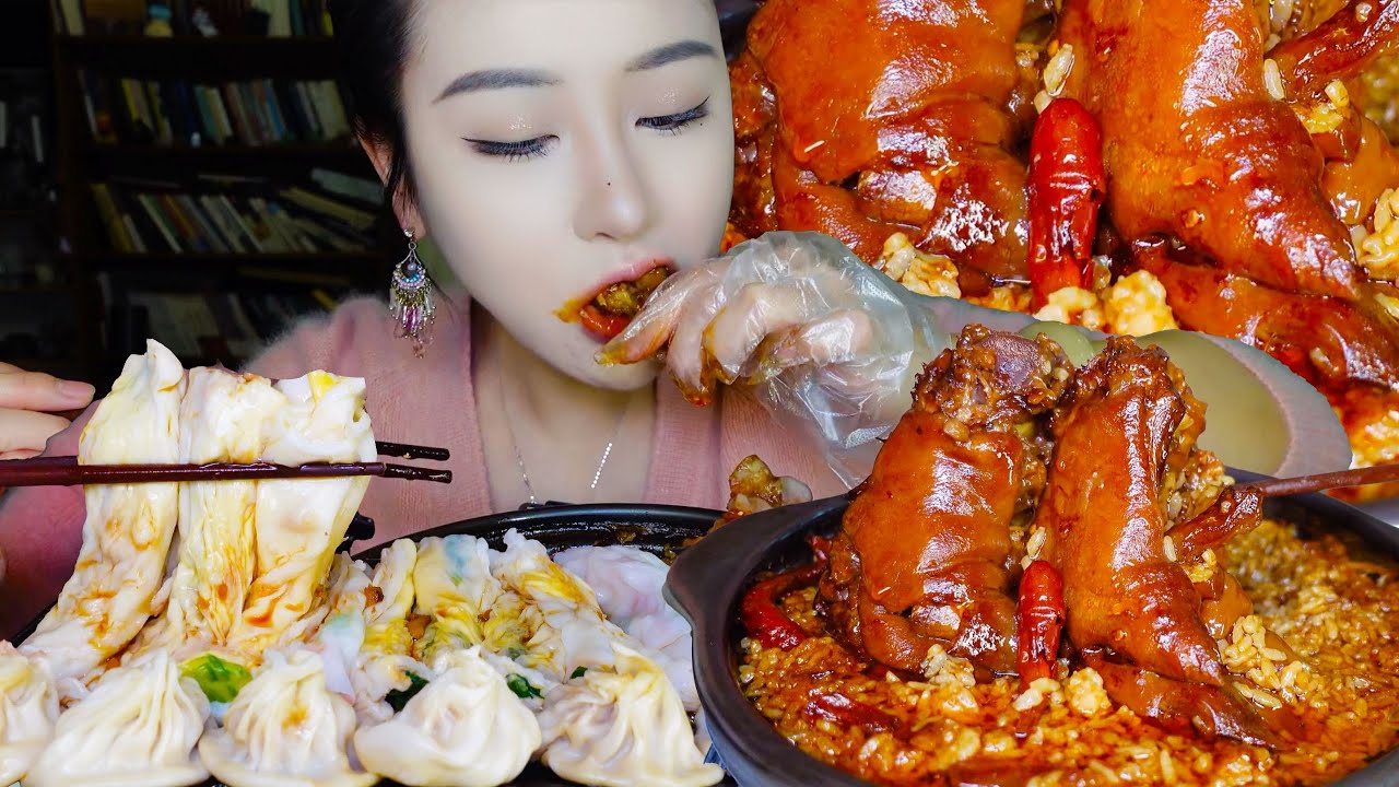 软糯脱骨酱猪蹄烫饭！咸甜辣味十足的脱骨猪蹄一抿就化，还有糯啾啾肠粉+灌汤包～【小果食Xiao Guo】#mukbang