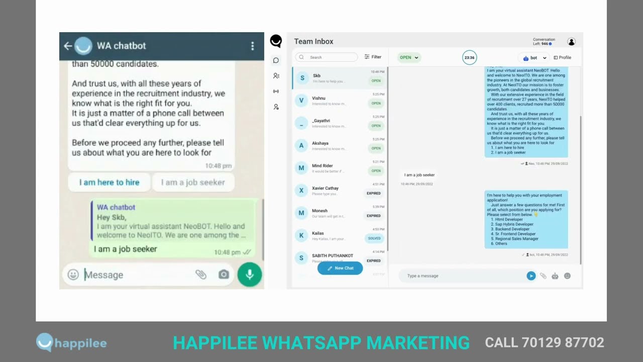 Happilee | Whatsapp Marketing | Automation | Chatbot