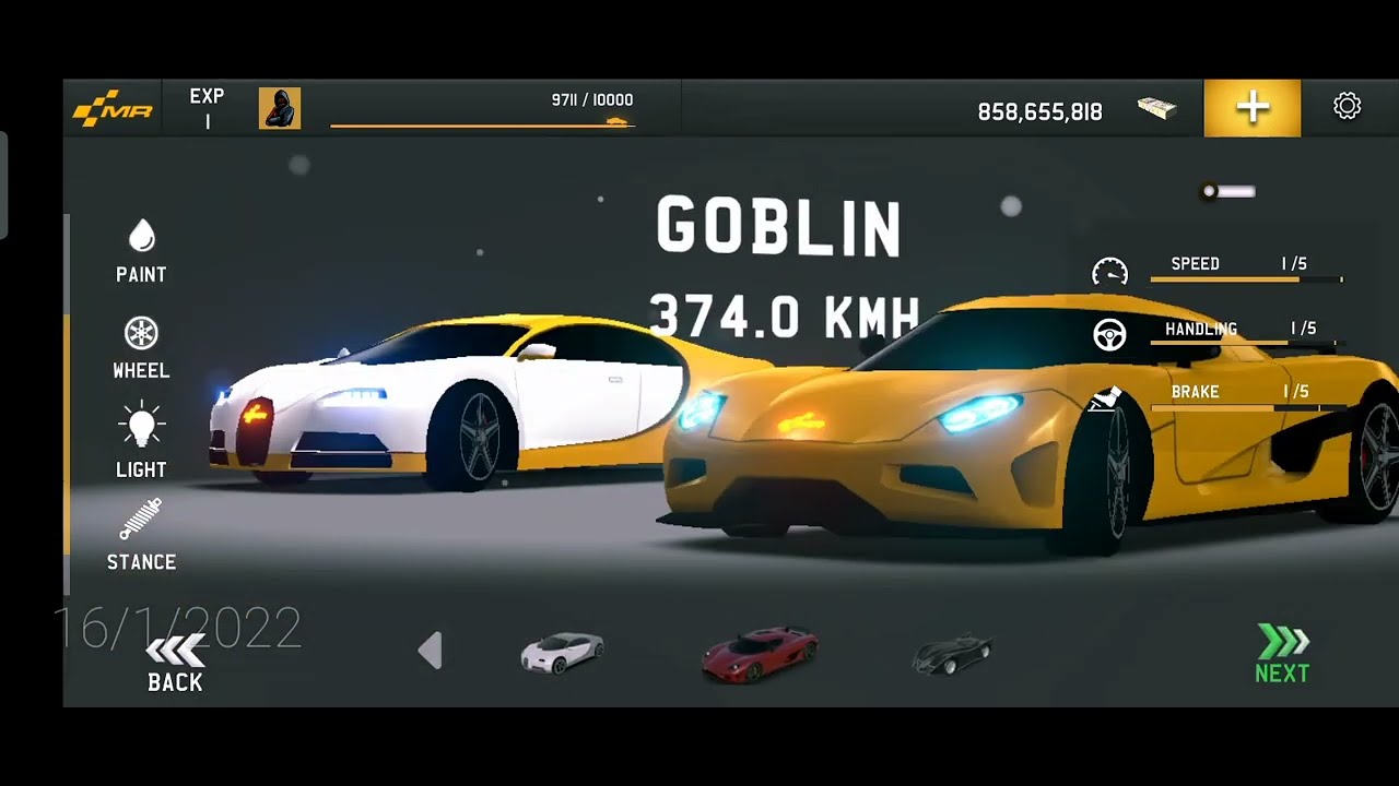 I open all car in MR Racer