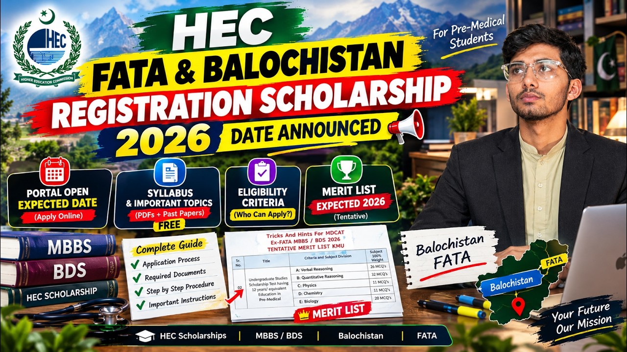 HEC FATA & Balochistan Scholarship 2026 | Registration Date, Merit List & Test Guide