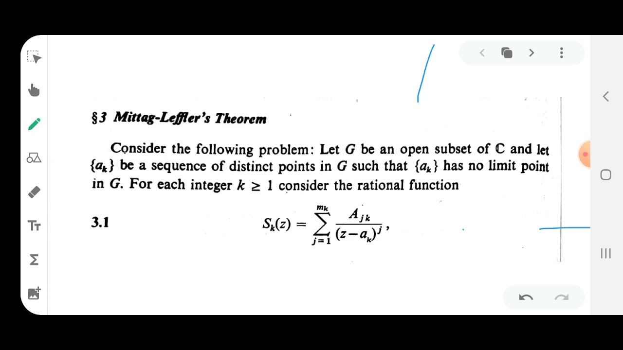 Mittag- Leffler's Theorem /// Advanced complex analysis/// Fourth Semester MSc Mathematics