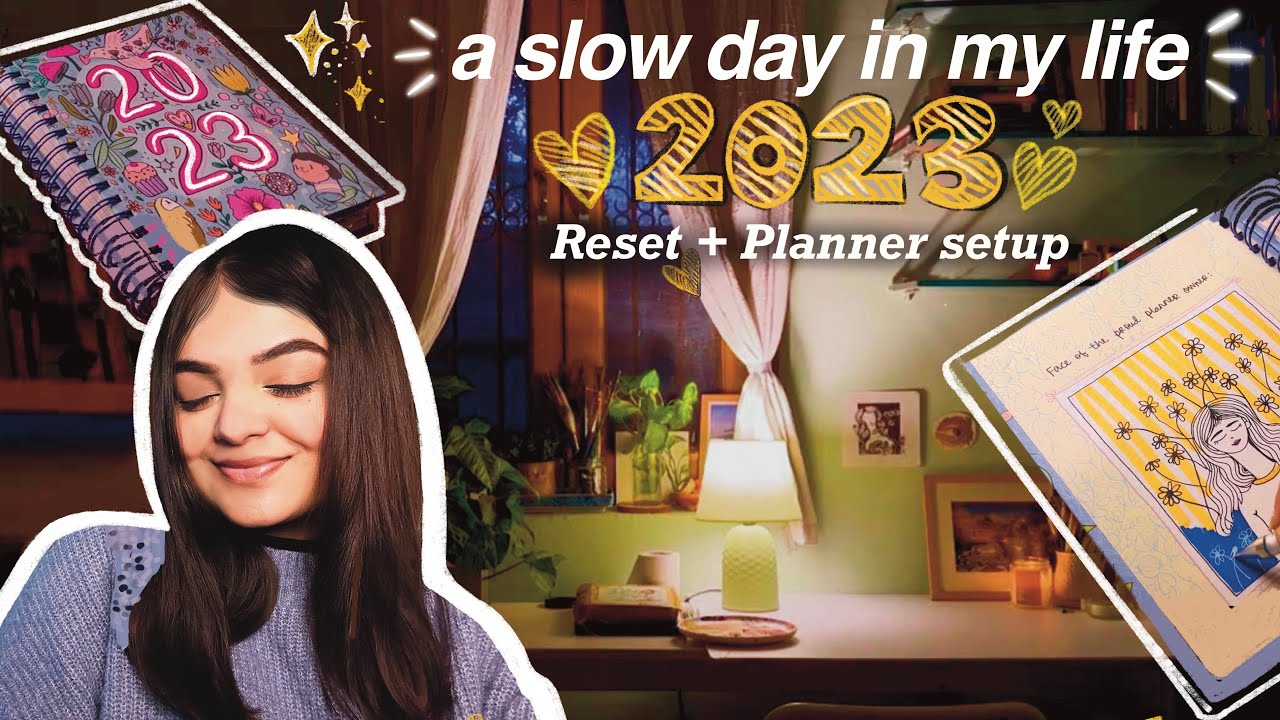2023 RESET ✨ Planner Set Up 🌿a slow day in my life🕊️painting, digital declutter, cozy vlog 🤍INDIA