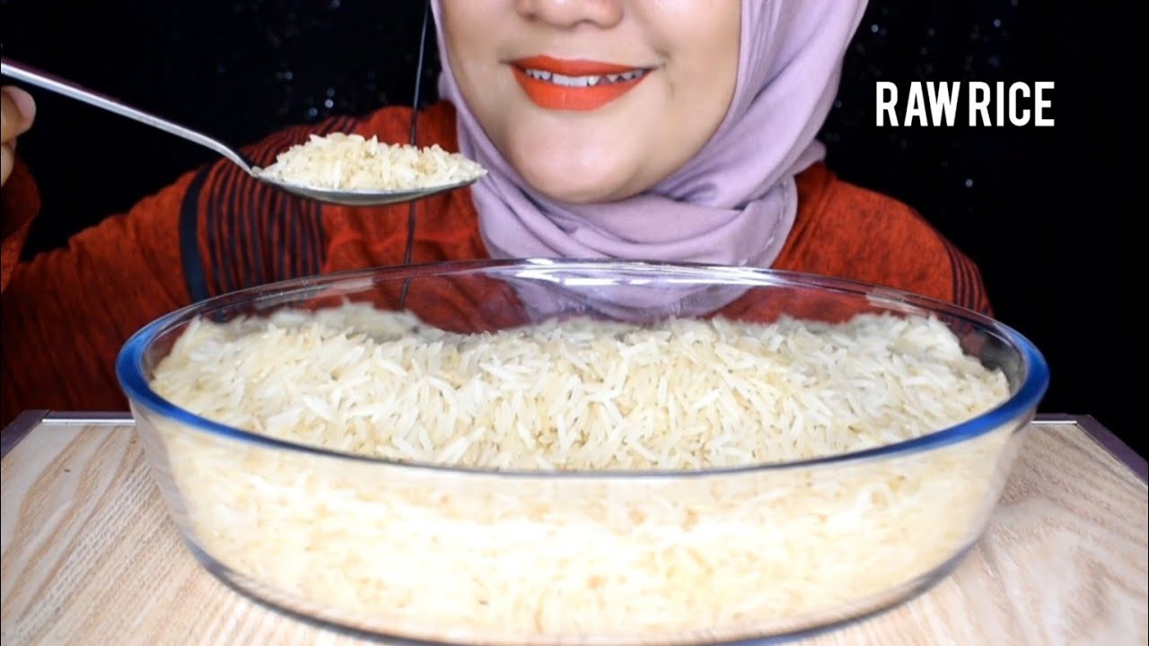 ASMR RAW RICE EATING || RAW BASMATI RICE MAKAN BERAS BASMATI