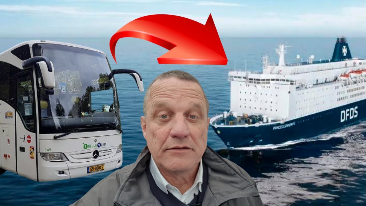 MET DE TOURINGCAR OP DE DFDS FERRY NAAR NEWCASTLE. DE BUS TRAVELIN'MAN KIEST HET RUIME SOP !