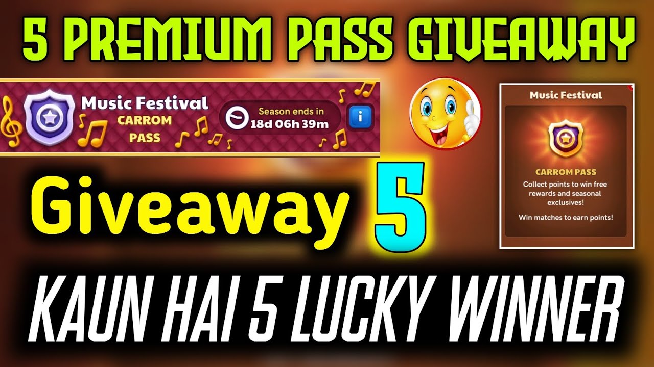 5 Carrom passes GIVEAWAY | Free Premium Pass of Carrom Pool | Carrom Pool Premium Pass Giveaway