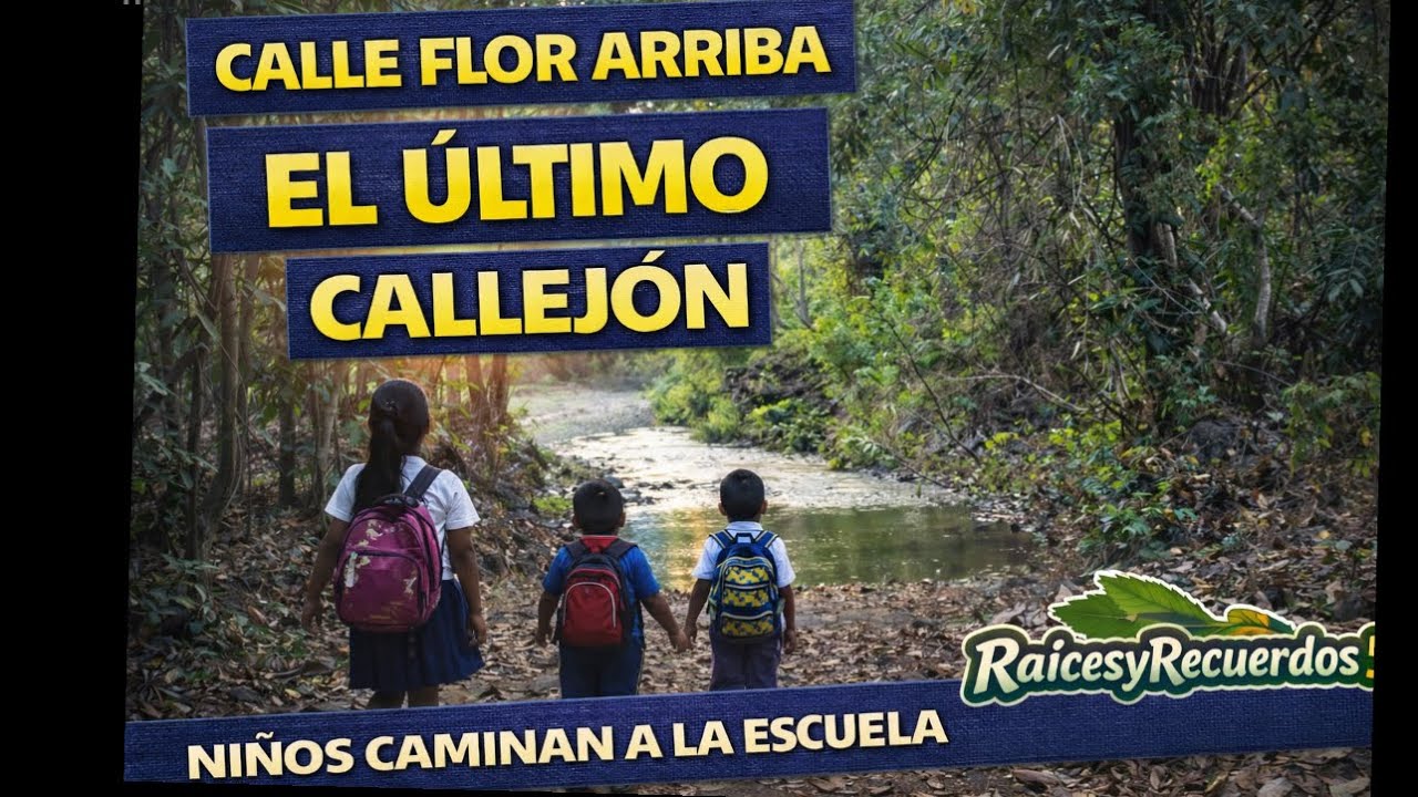 Calle Flor Arriba hasta el último callejón Niños caminan desde aquí ala Escuela 