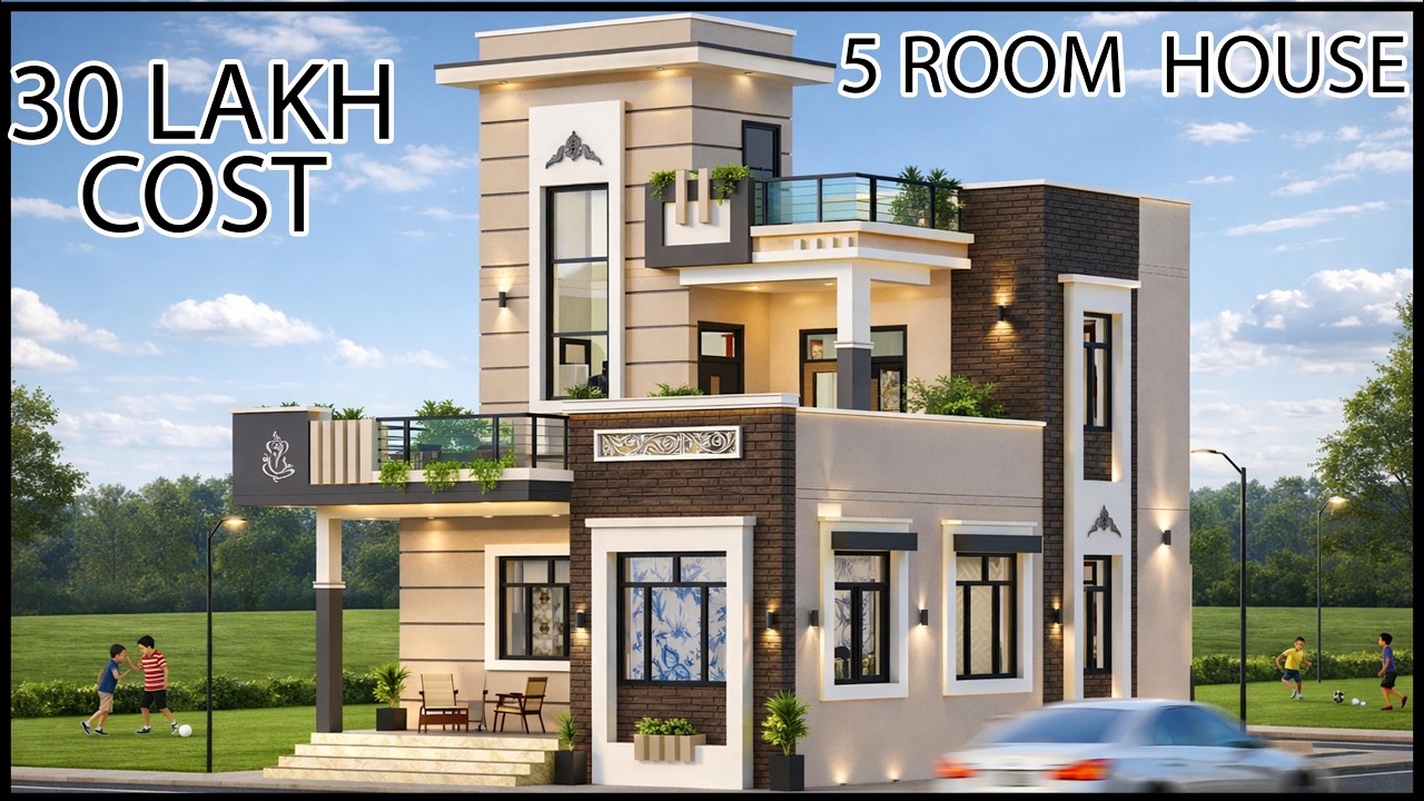 Проект дома 28 x 35 с 5 комнатами, лучший проект виллы по доступной цене, Gopal Architecture