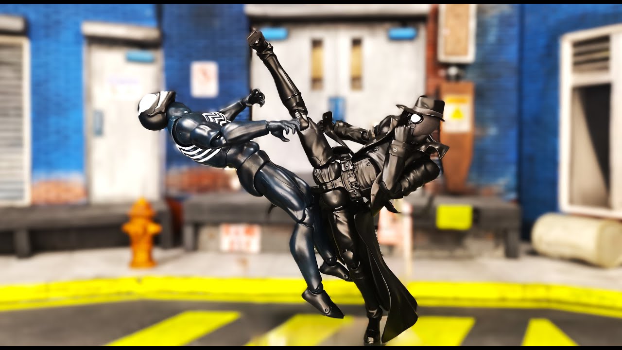 Sentinel Spider-man Noir (Into The Spider Verse) 1/12 action figure Unboxing & REVIEW #spiderman