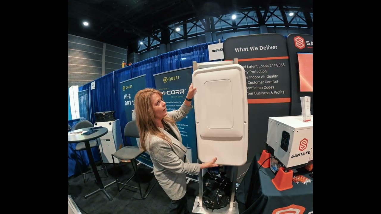 Nikki Krueger of Santa Fe Showcasing their one of a Kind In Wall Dehumidifier at #AHR24