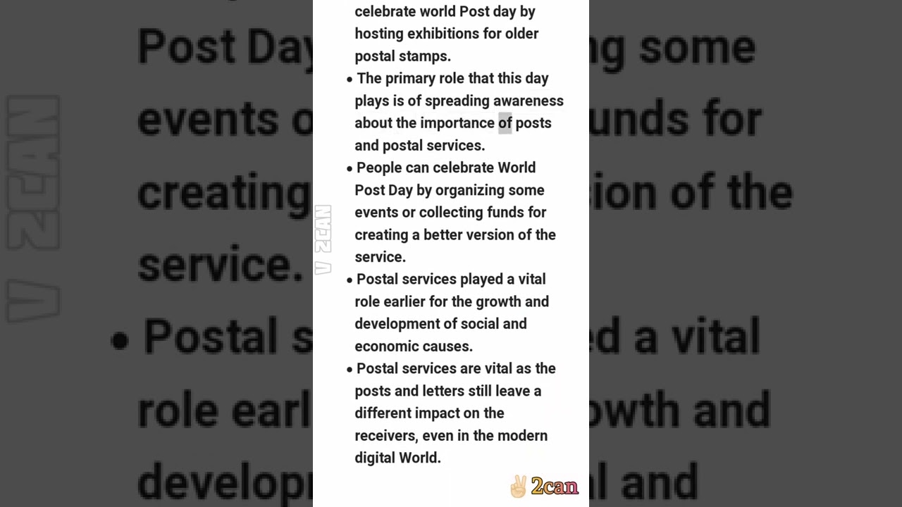 10 lines on World Postal day for LP, UP, HS students|World post day speech|essay|