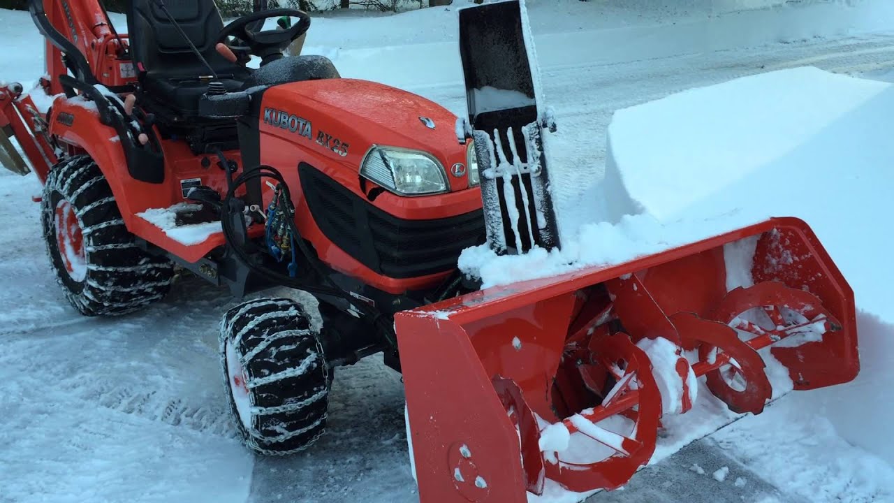 Kubota BX25 with Snow Blower attachment. Video 1.