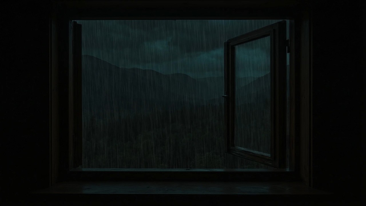 Gentle Night Rain Outside the Window Bedroom | Warm Ambience Sounds for Sleeping
