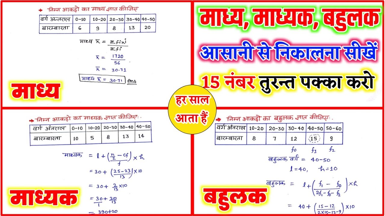 माध्य, माध्यक और बहुलक कैसे निकाले ? | Madhya, Madhyika, Bahulak Kaise Nikalte Hai| 27फरवरी को आएगा!