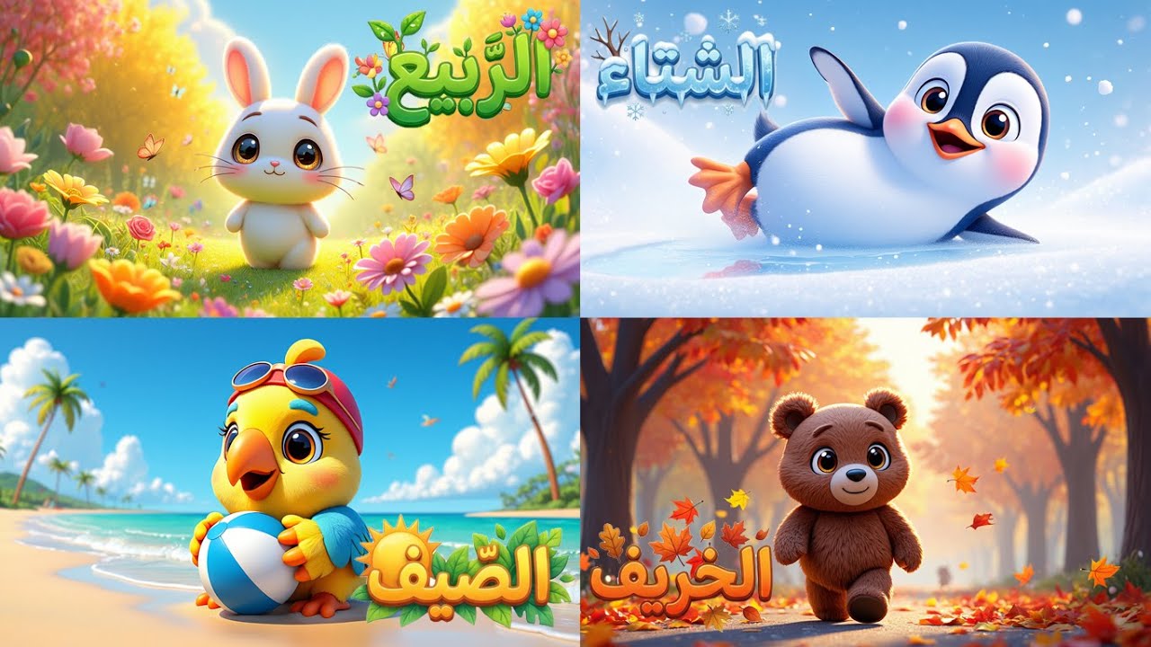 الفصول الأربعة للأطفال 🎶 أغنية تعليمية عن فصول السنة | تعلم أسماء الفصول 🌸☀️🍂❄️ Basma Kids