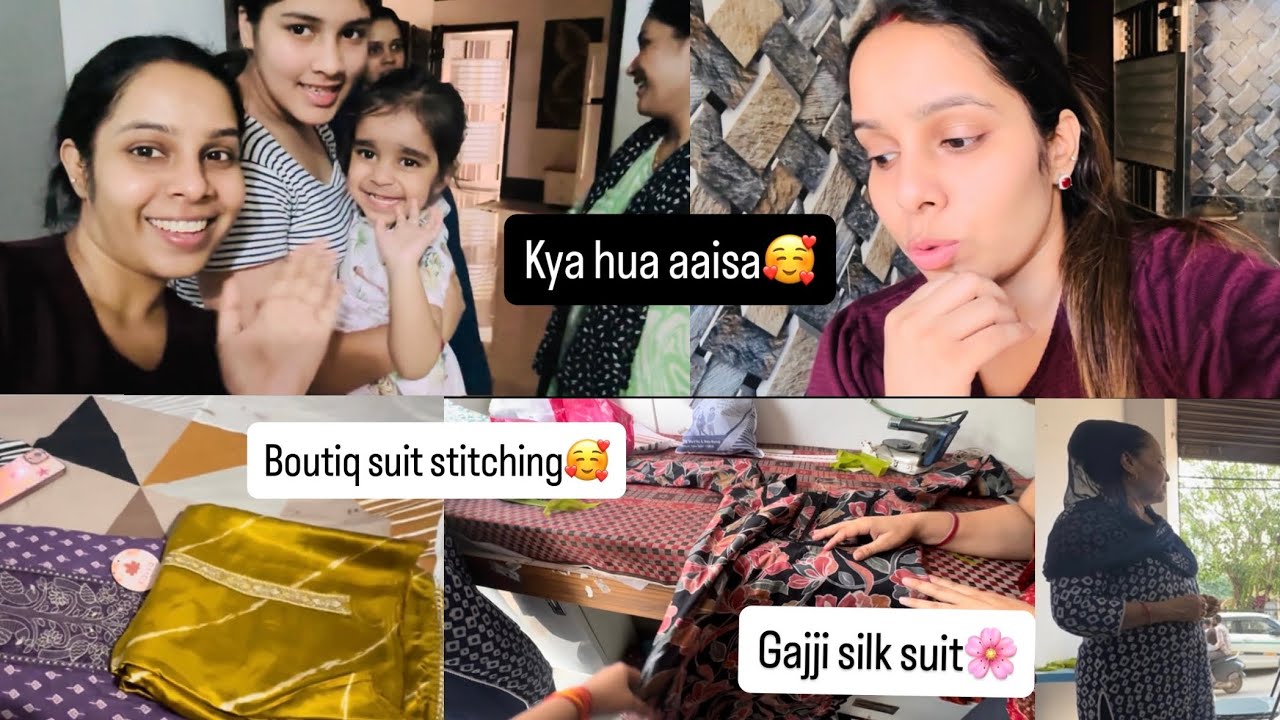 मम्मी और मैं गए आज suit stitch करवाने Boutique🥰|| Gajji silk और cotton suit बनवाए🔥|| 2 lakh लग गए🙄||