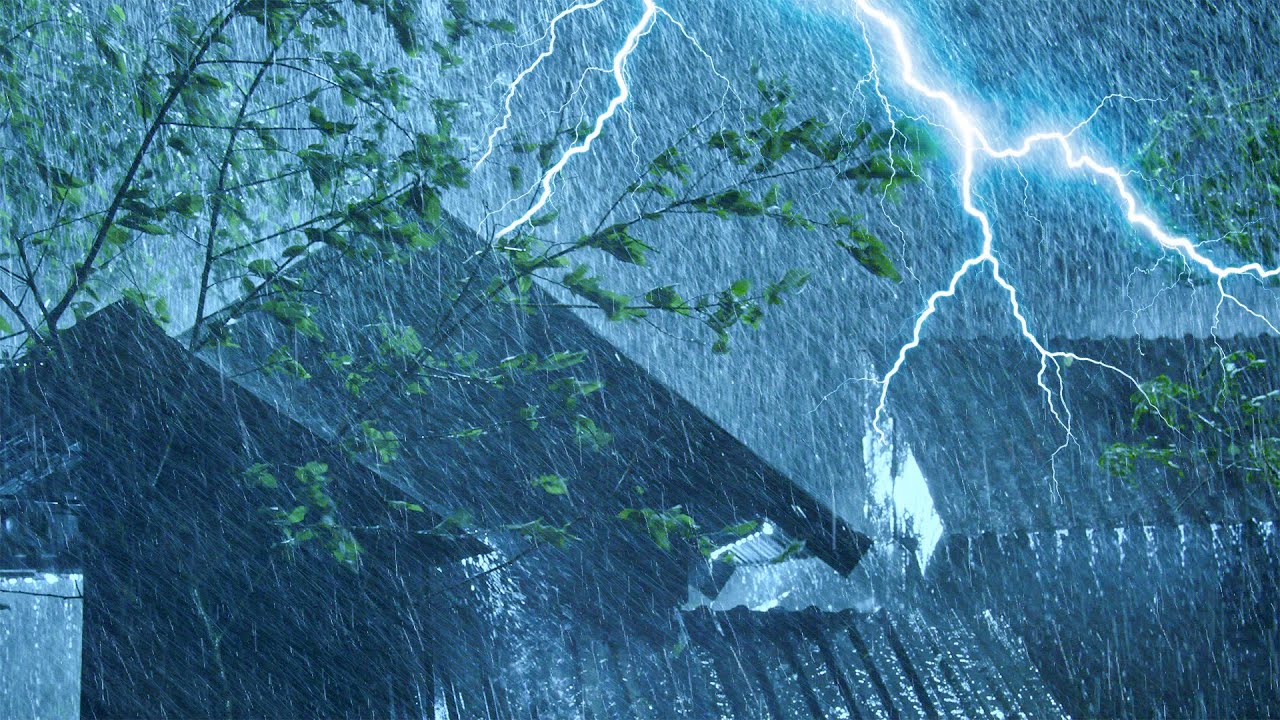 Sleep Instantly on Stormy Night | Heavy Thunderstorm, Strong Rain, Intense Thunder and Howling Wind