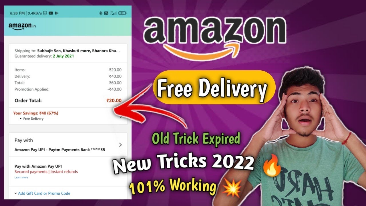 Amazon FREE Delivery Trick 2022 in HINDI - How To Get Free Delivery On Amazon - FREE COD - Earntek
