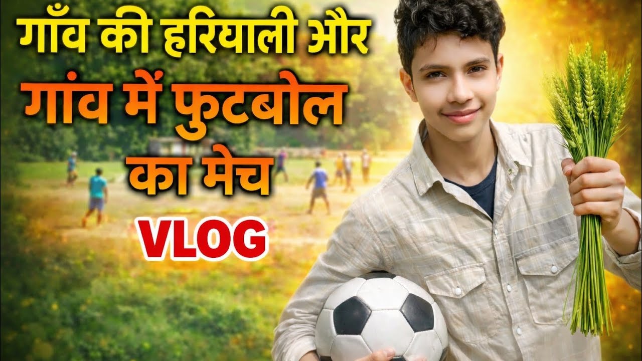 Gaon ki hariyali aur gaon mein football ka match #football#my song enjoy
