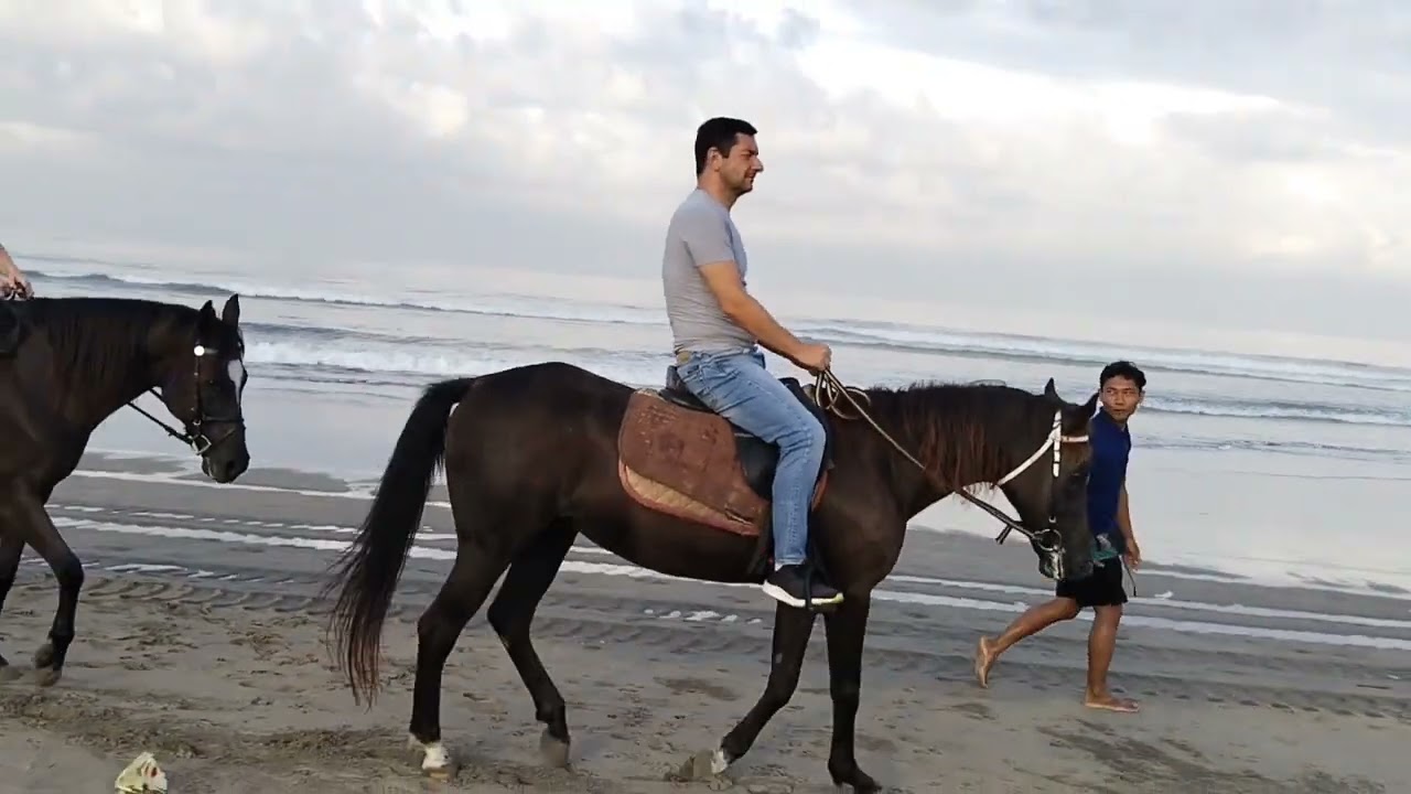 sunrise riding at mesari stables in bali at seminyak beach with the lady from Singapore