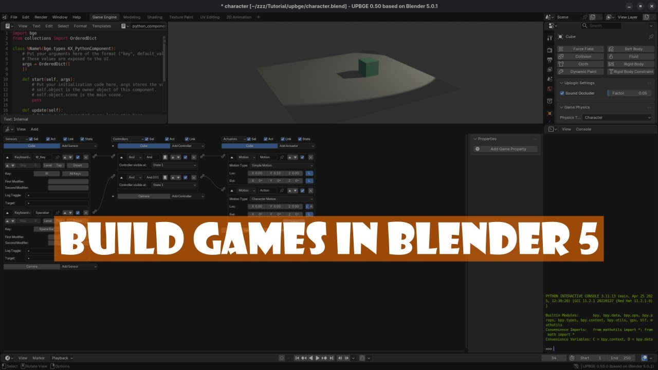 Make Games with Blender 5: UPBGE Guide for Beginners