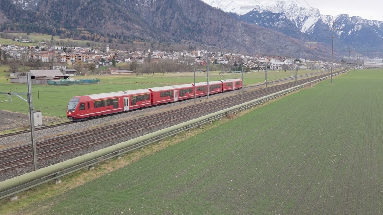 Dampfzug, Pullmanzug, Regelbetrieb & RE12 testbetrieb bei Zizers