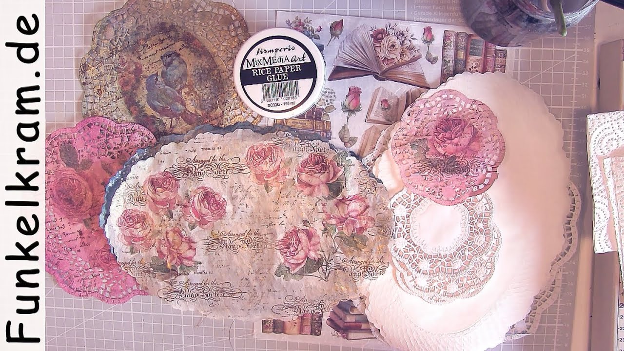 JunkJournal Seiten mit Tortenspitze und Rice Paper, Tutorial