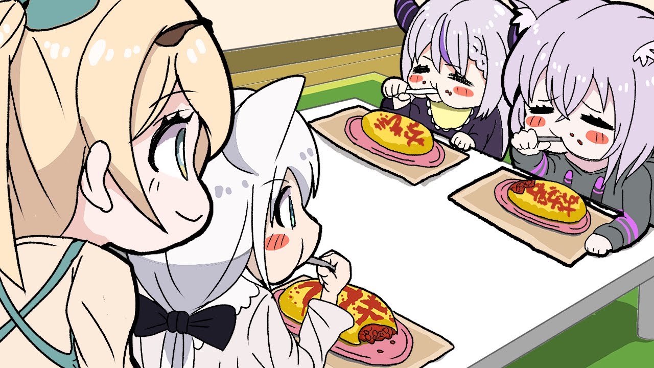 【手描き】いろは殿！ホロメン達の胃袋をガッチリ掴む！【白上フブキ/猫又おかゆ/ラプラス・ダークネス/風真いろは/holoX/ホロックス/ホロライブ/切り抜き】【切り抜き漫画】
