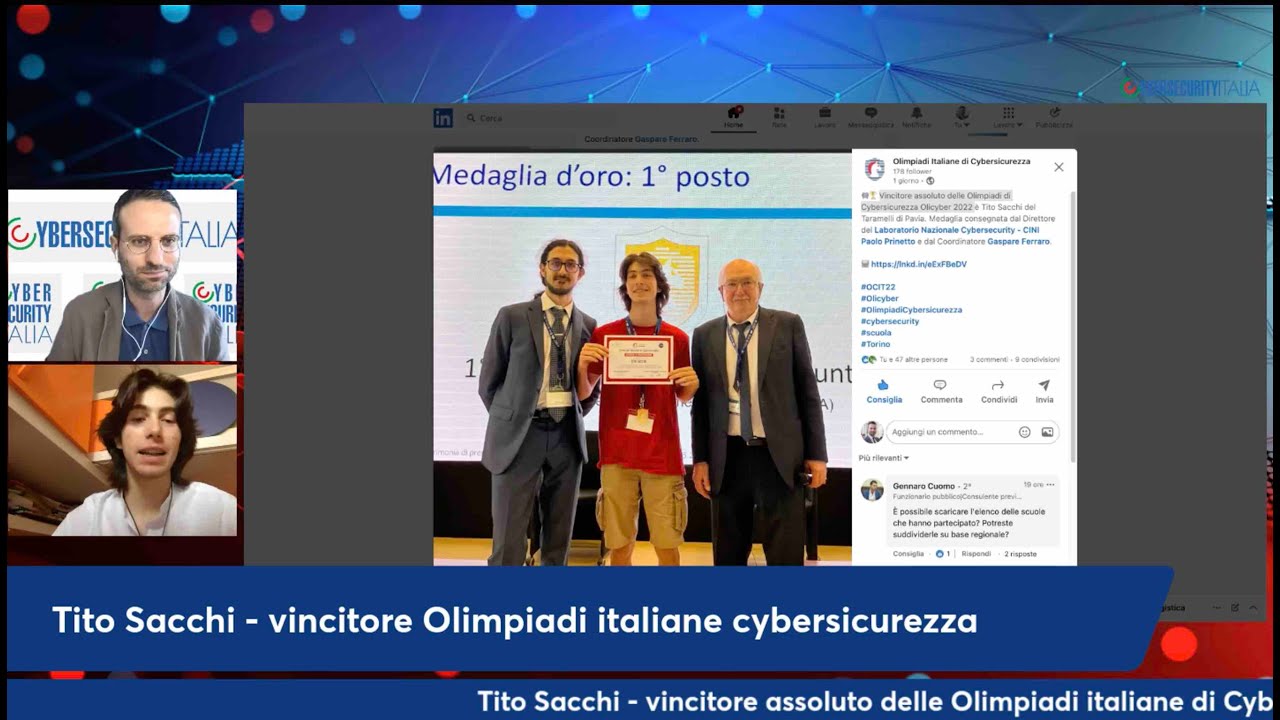 Tito Sacchi (17 anni), 1° posto Olimpiadi italiane cyber: 