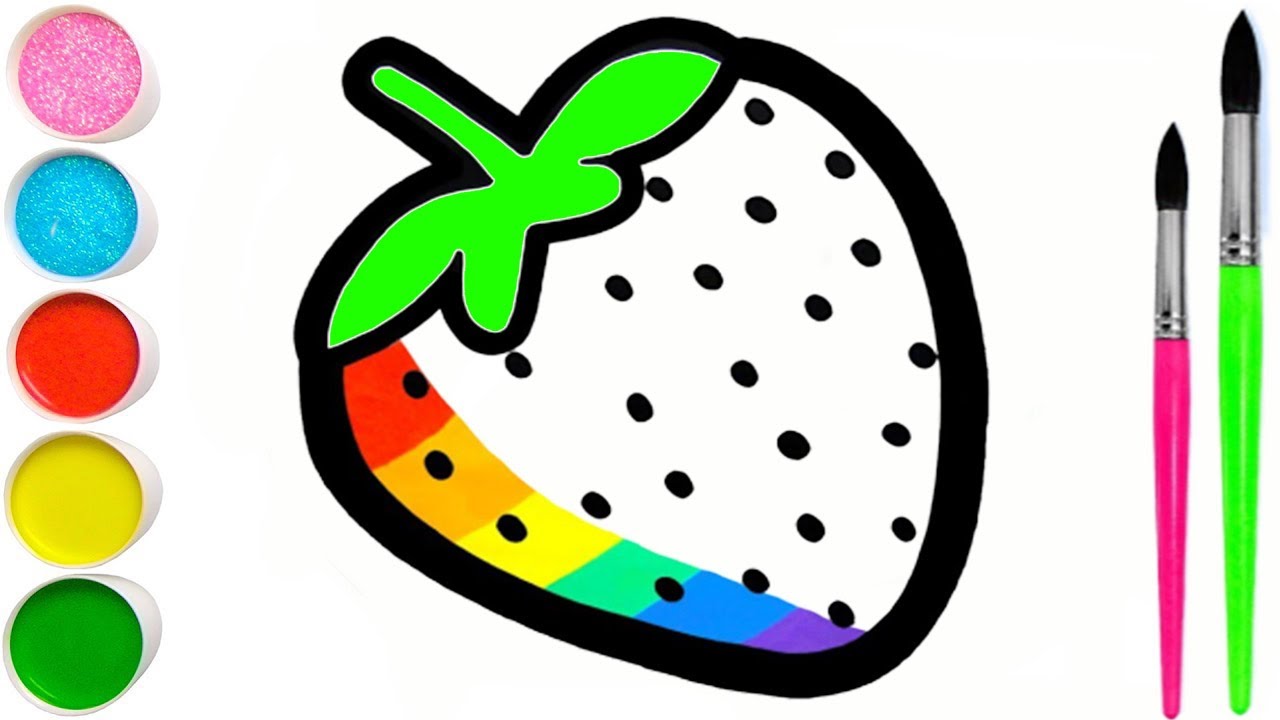 How to Draw and Color Strawberry with Glitter and Learn Color | Fun Color Art