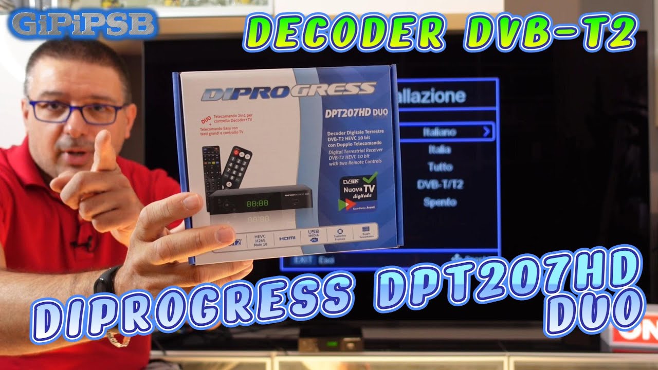 Diprogress DPT207HD DUO - Decoder digitale terrestre DVB-T2 con doppio telecomando 2in1