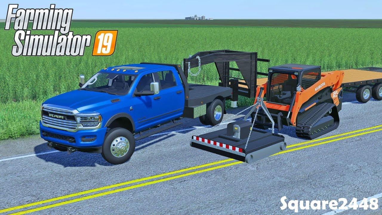 Kubota Skidsteer Brush Mowing | 2019 Ram 5500 | Lawn Care | Gooseneck Trailer | FS19