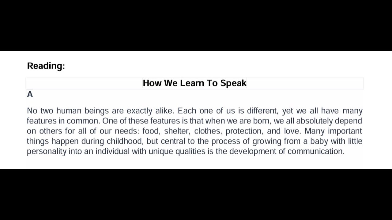 Reading - How we learn to speak