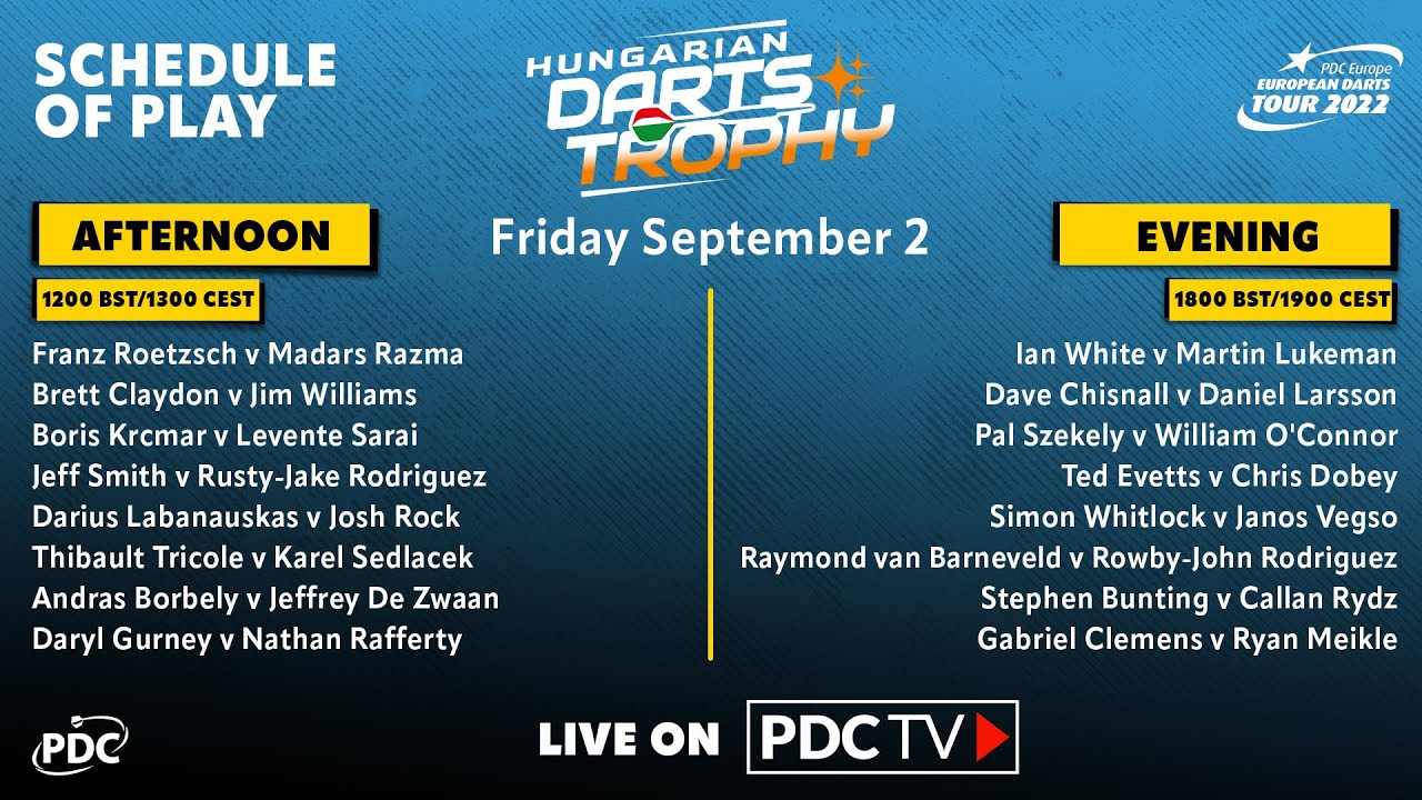 PDC Hungarian Darts Trophy 2022 Round 1 Ian White v Martin Lukeman 2022 09 02 HUN