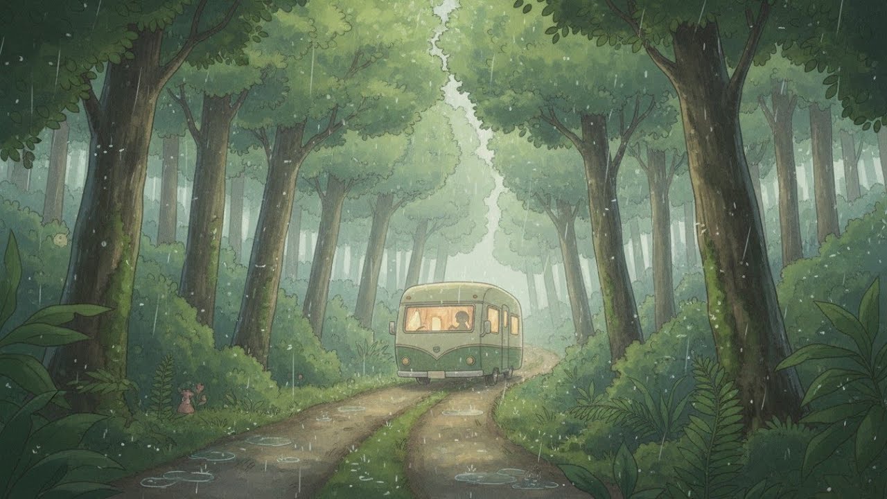 Rainy Day Road Trip | Cozy Family Journey in Our Mobile Home 🚐 | Ghibli Dream Life