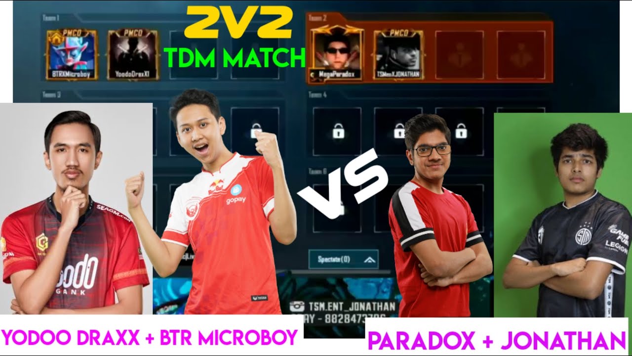 YOODOgank draxx and BTR microboy  vs. Paradox and jonathan 2v2 tdm fight - jonathan