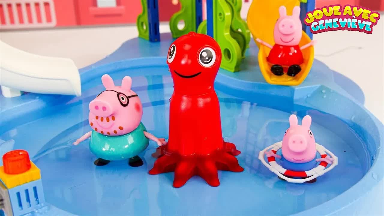 Vid&eacute;o d&rsquo;apprentissage du jouet Peppa Pig pour enfants &mdash; Peppa a une nouvelle piscine et va nager !