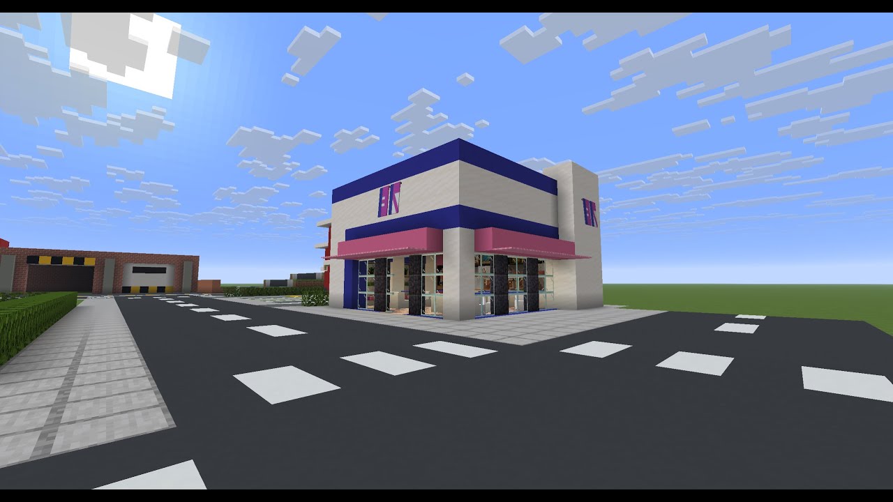 Building baskin robbins in minecraft [THIS TOOK 35 MINUTES]