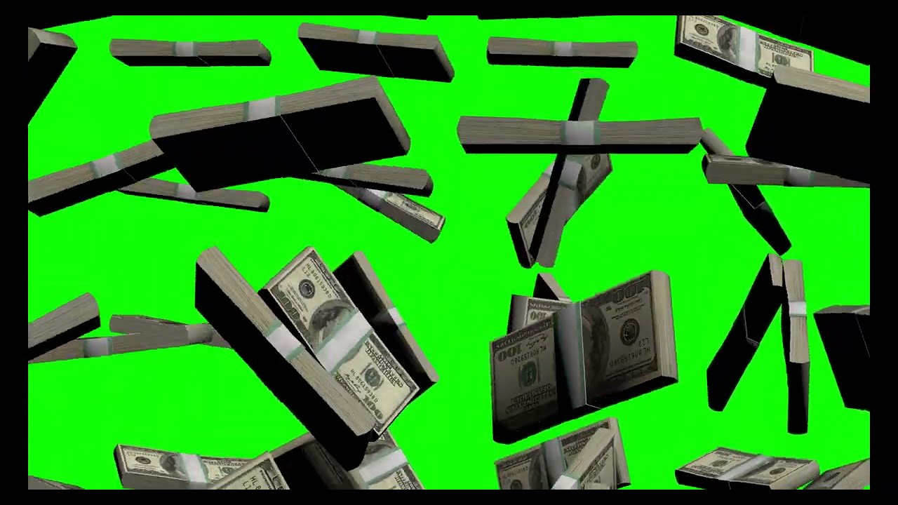 Stacks of Money US Dollar Bills Falling Down on Green Screen 4K 🟢