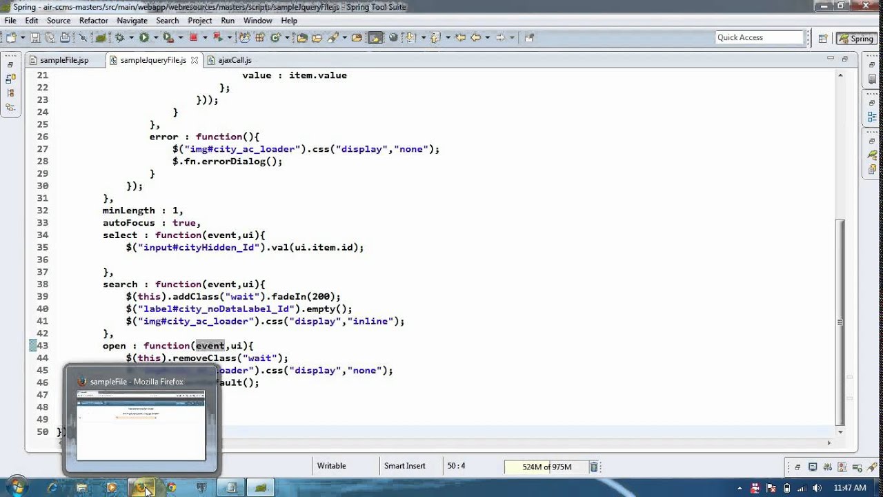 How to apply autocomplete using ajax function