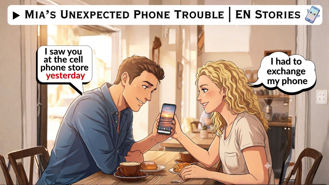 Short English Conversation 🗣️ Mia’s Unexpected Phone Trouble #story #englishlearning
